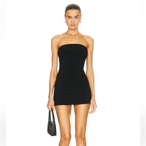 Norma Kamali Black Strapless Pickleball Dress